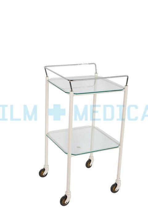 Trolley White with Glass Shelves